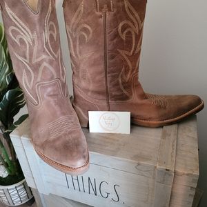 Tan Leather Cowboy boots.